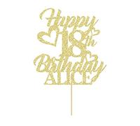 Personalised Cake Topper Happy Birthday Cake Topper for 1st 2nd 3rd 13th 18th 21st 30th 40th 50th Multicoloured Glitter Party Supplies (Champagne Gold)