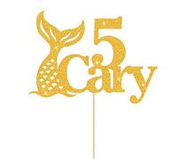 Personalised Cake Topper Mermaid Cake Topper Birthday Cake Toppers Cake Decoration with Any Name & Age 11 Colors Birthday Décor for 3th 5th 10th 12th 18th (Gold)
