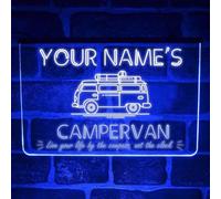Personalised Campervan Neon LED Sign - Custom Road Trip Light for Windscreen or Dashboard | Vanlife Camper Interior Decoration | Unique Gift for Travel Lovers & RV Owners (USB Powered) (Multicolour)