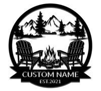 Personalised Camping Signs,Custom Mountain Campfire Sign,Backyard Name Sign,Indoor Outdoor Campsite Home Shed Man CaveDecor,Camper Gifts Campfire-1