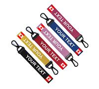 Personalised Canada Flag Key Chain Keyring Luggage Tag Zipper Pull Bag Ring Key Ring Canadian Key Tag (RED)
