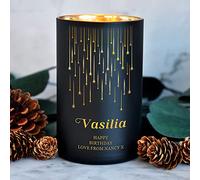 Personalised Candle Cedarwood Cinnamon Sandalwood Candle Natural Coconut Wax Candles for Birthday Christmas Anniversary Present Gift for Her Women Him up to 40 Hours (Design 02)