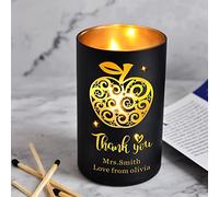 Personalised Candle Cedarwood Cinnamon Sandalwood Teacher Gifts Thank You Teacher Gift for Her Women from Students Anniversary up to 40 Hours Burn Time Memorial Candle (Fiore D'arancio, Design 2)