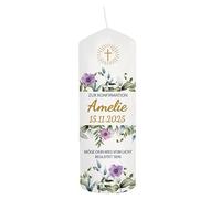 Personalised Candle Confirmation Gold Leaves Fish Personalised Name and Date Added as Table Decoration Lovely Candle Decoration Table Decoration Gift Burning Time 35 Hours Diameter 6.8 x Height 16.5