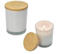 Personalised Candle in Frosted Glass with Bamboo lid - Elegant Custom Gift for Her, Mum, Bridesmaids, Friends | Ideal for Birthday, Home Use, Aromatherapy, Pamper Gifts, Thank You, Relaxation Moments