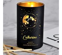 Personalised Candles Orange Blossom Jasmine Amber Candle Natural Coconut Wax Candle for Birthday Anniversary Wedding Christams Present Custom Gift for Her Him up to 40 Hours (Moon)