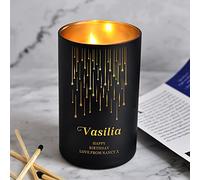 Personalised Candles Orange Blossom Jasmine Amber Candle Natural Coconut Wax Candle for Birthday Christmas Anniversary Present Gift for Her Women Him Girl 40 Hours (Design 02)