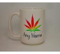 Personalised Cannabis Leaf Big 15Oz Ceramic Mug Novelty Funny Stoner Gift
