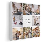 Personalised Canvas 8 Image Collage Frame Prints, Add Custom Text, Choose Your Colour & Font | Canvas Personalised Photo Collage & Customised Family Photo Frame Gifts For Birthday Special Occasions