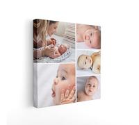 Personalised Canvas Image Collage Frame Prints, Add Custom Text, Choose Your Colour & Font | Canvas Personalised Photo Collage & Customised Family Photo Frame Gifts For Birthdays (4 Photos)