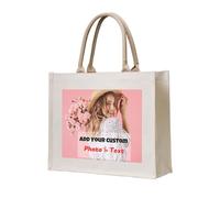 Personalised Canvas Tote Bags Design Your Own, Custom Handbag with Photo Text Logo, Customised Reusable Bags for Shopping Beach Christmas Wedding, Gifts for Women Mom Wife Christmas Birthday Business