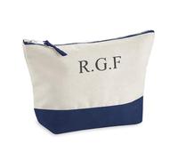 Personalised Canvas Wash Bag Unisex Embroidered Customised Toilet Bag Travel Pouch for Men or Women - Makeup Bag (Navy, Small)