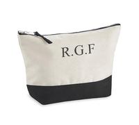Personalised Canvas Wash Bag Unisex Embroidered Customised Toilet Bag Travel Pouch for Men or Women - Makeup Bag (Black, Large)