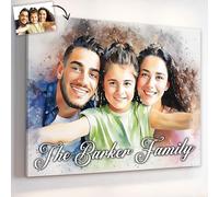 Personalised Canvas WATERCOLOUR Prints with Your Photos and Text, Framed Custom Canvas Prints, Personalised Photo and Text into Stunning Painting Art with Your Design (Watercolour Painting, 80x60 cm)