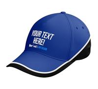 Personalised Cap with Custom Text and Image Sports Hat Multi Colours Teamwear Supporter Cap, One Size, Royal/Black