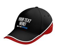 Personalised Cap with Custom Text and Image Sports Hat Multi Colours Teamwear Supporter Cap, One Size, Black/Red