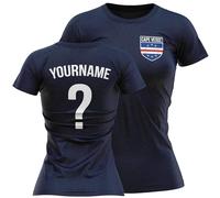 Personalised Cape Verde T Shirt for Women Custom Name and Number Football Africa Badge Nation Supporters Soccer Ladies Tee, S, Navy