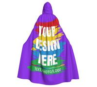 Personalised Cape with Photo Personalised Cloak Custom Hooded Cloak Halloween Costumes Adult Women Custom Witches Cape with Image Logo Text for Couple Family Friend Christmas Theme Role Playing Party