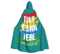 Personalised Cape with Photo Personalised Cloak Custom Hooded Cloak Halloween Costumes Adult Women Custom Witches Cape with Image Logo Text for Couple Family Friend Christmas Theme Role Playing Party