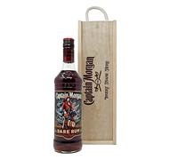 Personalised Captain Morgans Dark Rum Gift Set in Wooden Box - 70cl
