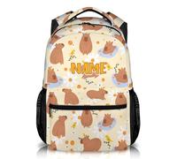 Personalised Capybara Backpack for Boys & Girls - Large Capacity Black Rucksack, Custom Name Funny Bookbag for Teens Women Men, Lightweight Black Backpack for School & Work