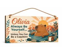 Personalised Capybara Wooden Plaque Funny Sunset Spa Wall Sign 20x10cm