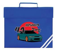 Personalised Car Race Book Bag for Boys Fast Speed Cars Custom Name Class Return to School Nursery Kids Bag, One Size, Royal