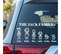 Personalised Car Stickers - Stick Figure My Family Car Stickers - Family Car Stickers Decals - for Auto Bumper, Vehicle Windshield, Truck, Boat, Yacht, Laptop
