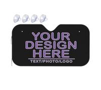 Personalised car sun shade windshield Custom Photo on windscreen cover Design Your Add Text Logo UV Rays and Keeps Vehicle Cool WHITE 130cm x 70cm