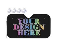 Personalised car windscreen sun shade Custom Image on car shade Design Your Add Photo Text Logo UV Rays and Keeps Vehicle Cool BLACK 130cm x 70cm