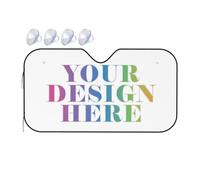 Personalised car windscreen sun shade Custom Image on car shade Design Your Add Photo Text Logo UV Rays and Keeps Vehicle Cool WHITE 140cm x 76cm