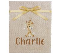 Personalised Caramel Giraffe Embroidered Luxury Waffle Baby Blanket