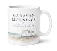 Personalised Caravan Mornings Mug Coastal Touring Caravan Gift 11oz