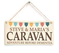 Personalised Caravan Sign - Adventure Before Dementia - Lovely Caravan Bunting Gift Sign/Plaque