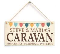Personalised Caravan Sign - Visitors Must be Approved by The Dog - Lovely Caravan Bunting Gift Sign/Plaque