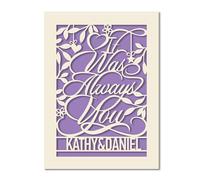Personalised Card Gift for Birthday Anniversary Valentine's Day Mother's Day Keepsake Cards for Her Lover Couples Dad Mum Girl Women Wife Husband with Any Name (Lilac Purple)