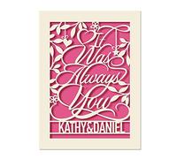 Personalised Card Gift for Birthday Anniversary Valentine's Day Mother's Day Keepsake Cards for Her Lover Couples Dad Mum Girl Women Wife Husband with Any Name (Fuchsia)