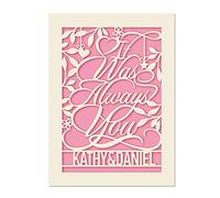 Personalised Card Gift for Birthday Anniversary Valentine's Day Mother's Day Keepsake Cards for Her Lover Couples Dad Mum Girl Women Wife Husband with Any Name (Pink)