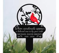Personalised Cardinal Memorial Plaque with Name,Cemetery Grave Marker for Beloved One,Weatherproof Garden Yard Sign,Grave Ornaments style-2