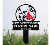 Personalised Cardinal Metal Memorial Plaque Stake,Outdoor Metal Name Plate, Custom Memorial Marker for Garden Yard,Grave Ornaments style-1