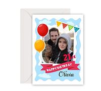 Personalised Cards Best Friend Bestie Cards Greeting Cards Print on Both Sides Card with Envelope with Any Photo & Name & Text for Women Her Girls Classmate Roommate Friend (Photo-1)