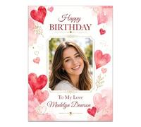 Personalised Cards Birthday A5 - Custom Birthday Card Add Any Photo, Name or Message - Personalised Photo Card for Him Her Girlfriend Boyfriend Wife Husband Couples - Engagement, Anniversary, Wedding