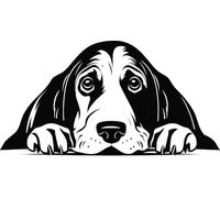 Personalised Caricature Dog Keyring, Many breeds and designs 3cm x 3cm. Lots of dog breeds and each one can be named. Also a great gift or dog memorial. (Basset Hound)