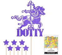 Personalised Carousel Merry-Go-Round Horse Riding Cake Topper- Blue Custom Age & Name Glitter Cake Decoration and Sprinkles - Happy Birthday Decorations - Personalised Toppers for Cakes by Cakeshop
