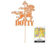 Personalised Carousel Merry-Go-Round Horse Riding Cake Topper Orange Custom Age & Name Glitter Cake Decoration and Sprinkles - Happy Birthday Decorations - Personalised Toppers for Cakes by Cakeshop