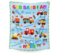 Personalised Cars Blanket for Boys -Christian Custom Name Kids Throw, Soft Flannel Gift for Sofa, Bed or Travel, Faith-Based Gift for Sons, Grandsons, Baptism Birthday Gift