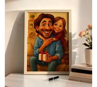 Personalised Cartoon Portrait Wooden Frame - Custom Cartoon Photo Plaque with Name, Hand-Drawn Family or Couple Wall Art, Romantic Gift for Anniversary, Birthday, or Home Décor