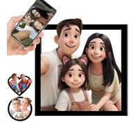 Personalised Cartoon Style 3D Photo Wooden Frame Custom Cartoon Animation Portrait Customised Picture Frame Sign for wall Couple Anniversary Family Art Decor Square Gift
