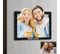 Personalised Cartoon Style 3D Photo Wooden Frame Sign, Custom Family Cartoon Picture Frame, Ideal Animation Portrait Gifts for Birthday Mother's Day Wedding Anniversary Christmas Couple