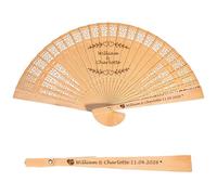 Personalised Carved Wooden Hand Fans 1-100 Pc, Customisable with Text and Logo, for Baby Shower, Wedding hand Fans, Bride to Be Folding Fan, Bridesmaid Favors, Party Gifts